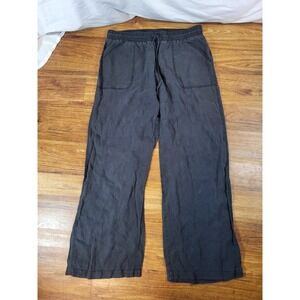 Allen Allen Pants Women's M Gray Linen Pull On Elastic Waist Lagelook Boho
